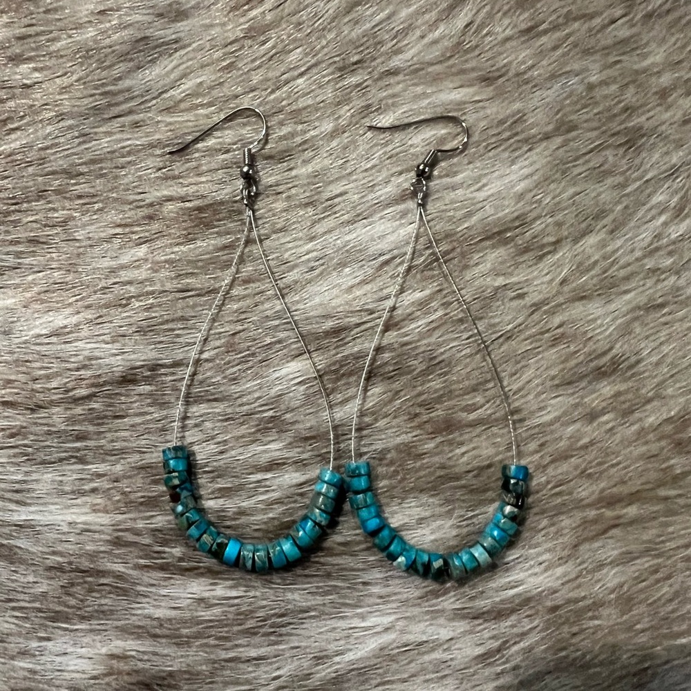 Turquoise Beaded Drop Earrings